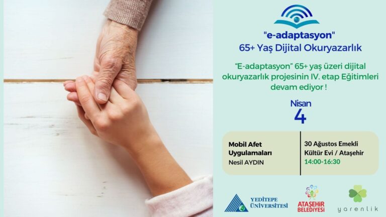“65+yaş Dijital Adaptasyon” 4.Etap 3. Hafta eğitimi ile devam ediyor!