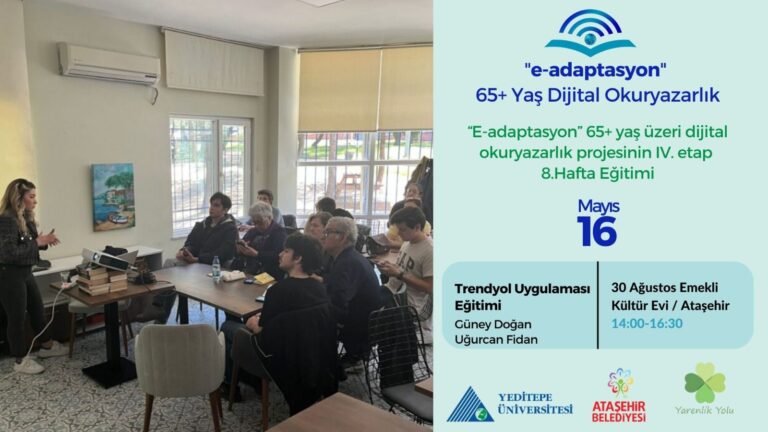 “65+yaş Dijital Adaptasyon” 4.Etap 8. Hafta eğitimi ile devam ediyor!