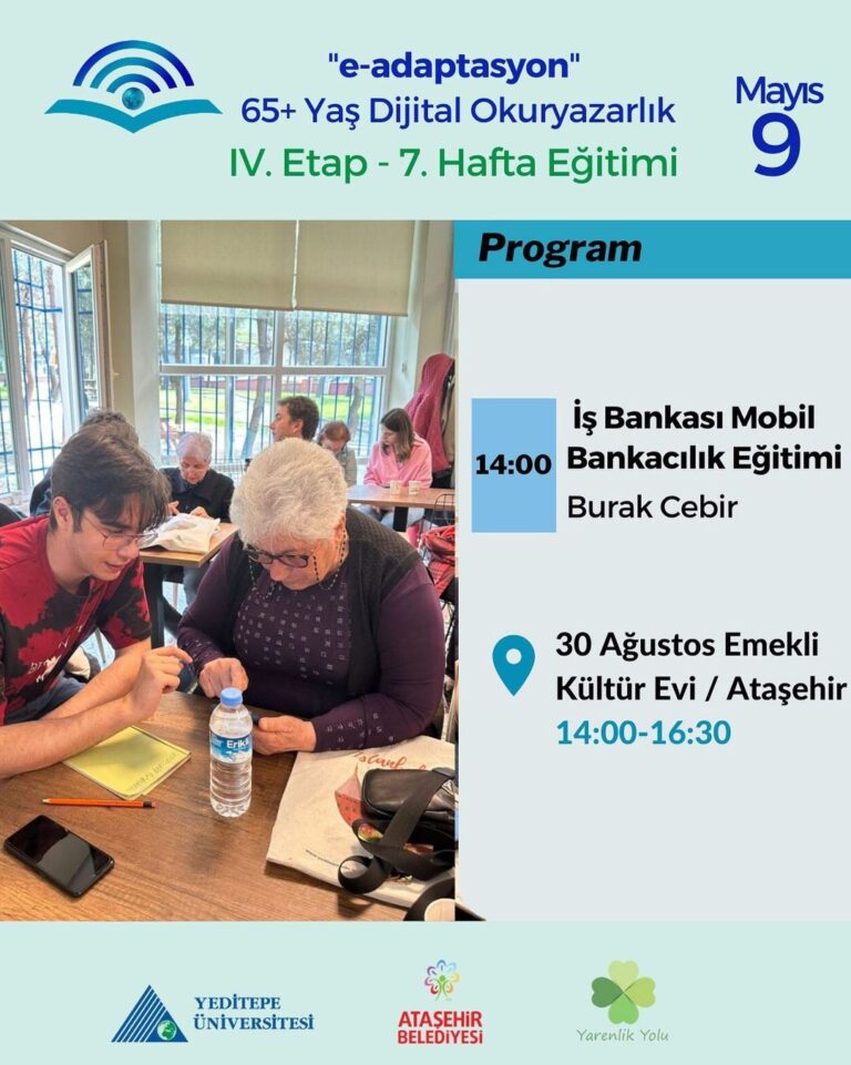 “65+yaş Dijital Adaptasyon” 4.Etap 7. Hafta eğitimimiz “Mobil Bankacılık Eğitimi”